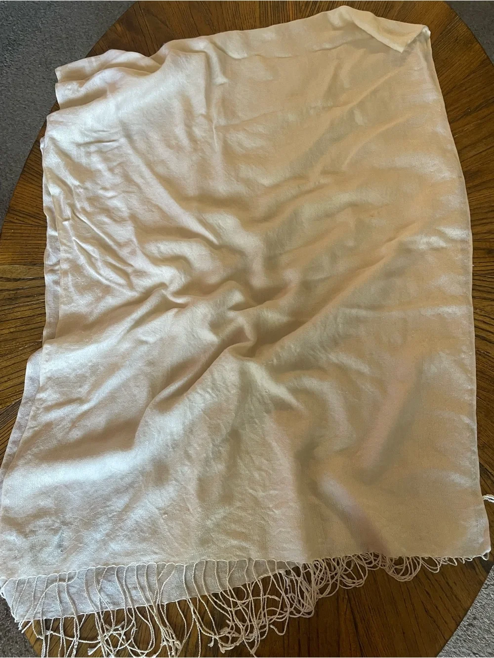 Patrick Francis Silk and Wool Luxurious Cream Celtic Knot Fringe Shawl 70”x25”